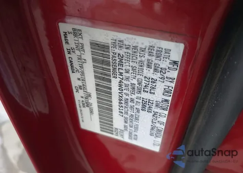 1997 Mercury Grand Marquis Gs z USA, uszkodzony, nr VIN 2MELM74W0VX665187